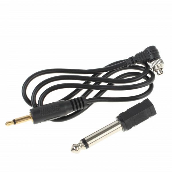 Blitz-Synchronkabel für PC-Sync an 3,5-mm-Klinke - inkl. 6,35-mm-Adapter